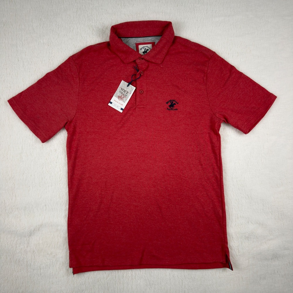 Beverly Hills Polo Club Mens Modern Fit Polo Shirt Red Heather MB1851R05 M